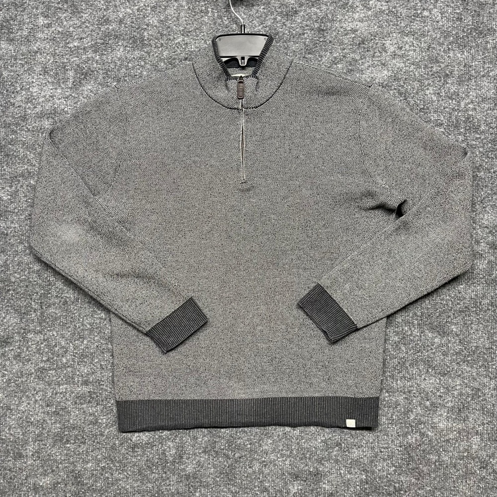 Marine Layer Sweater Mens Medium Grey Re-Spun Textured Quarter Zip Ribbed